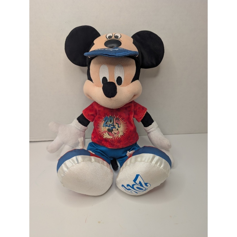 Disney Mickey‎ Mouse Plush 2014 Walt Disney World Shirt Hat 16" Stuffed Toy...